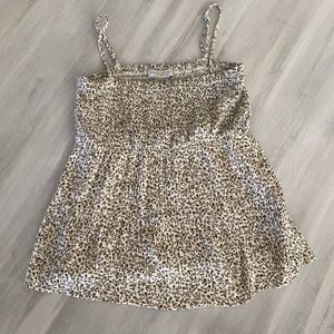 PAPER CRANE Top Womens S Babydoll Cami with Cream and green leaves.